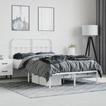 vidaXL Cadre de lit métal sans matelas et tête de lit blanc 120x200 cm