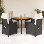 vidaXL Ensemble à manger de jardin coussins 5Pièces Noir Résine tressée