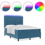 vidaXL Lit Box Spring avec Matelas & LED Bleu Foncé 160x200 cm Velours