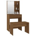 vidaXL Ensemble de coiffeuse avec LED Chêne marron Bois d'ingénierie