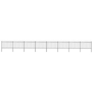vidaXL Clôture de jardin avec dessus en lance Acier 13 6 x 1 2 m Noir
