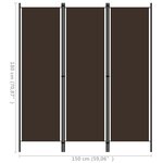 vidaXL Cloison de séparation 3 panneaux Marron 150x180 cm