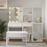 vidaXL Ensemble de coiffeuse avec LED Blanc brillant Bois d'ingénierie