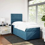 vidaXL Sommier à lattes de lit avec matelas bleu 90x190 cm velours