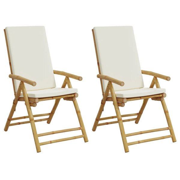 vidaXL Chaises de bistro pliantes lot de 2 et coussins blanc crème