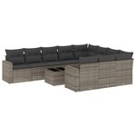 vidaXL Salon de jardin 11 Pièces avec coussins gris résine tressée