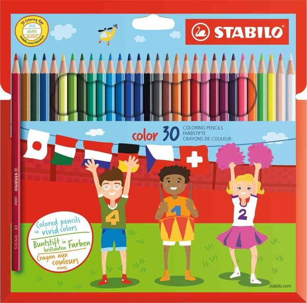 Crayons de couleur color  hexagonal  étui en carton stabilo