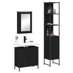 vidaXL Ensemble de meubles salle de bain 3 Pièces noir bois d'ingénierie