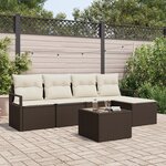 Ensemble de canapé de jardin 5 pièces avec coussins gris en rotin