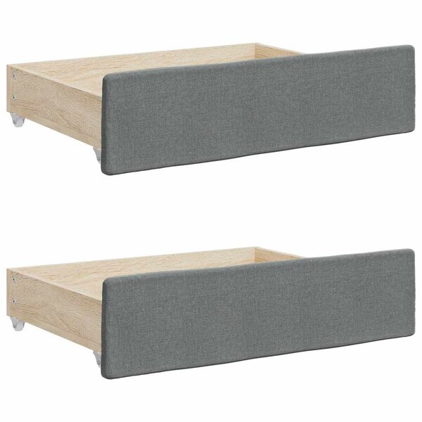 vidaXL Tiroirs de lit 2 Pièces gris foncé bois d'ingénierie et tissu