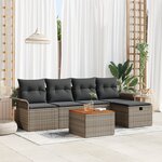 vidaXL Ensemble de canapé de jardin 6 pièces avec coussins gris en rotin synthétique
