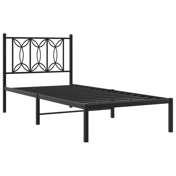 vidaXL Cadre de lit métal avec tête de lit noir 80x200 cm