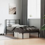 vidaXL Cadre de lit métal sans matelas avec tête de lit noir 90x190 cm