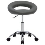 Chaise fauteuil siège de travail roulante similicuir gris 02_0024077