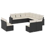 vidaXL Salon de jardin 11 Pièces avec coussins noir résine tressée