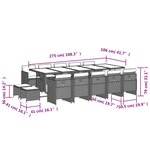 vidaXL Ensemble à manger de jardin avec coussins 15 Pièces marron rotin