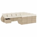 vidaXL Salon de jardin 11 Pièces avec coussins beige résine tressée