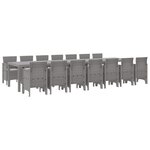 Ensemble de salle à manger de jardin vidaXL 15 pièces avec coussins Gris clair Poly Rattan