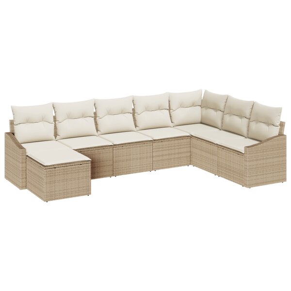 vidaXL Ensemble de canapé de jardin 8 pièces avec coussins Beige Poly Rotin