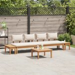 Ensemble de Bancs de Jardin vidaXL 5 Pièces avec Coussins en Bois Massif Teck
