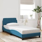 vidaXL Cadre de lit et tête de lit sans matelas bleu 90x190 cm velours
