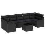 Ensemble de Canapé de Jardin 8 Pièces avec Coussins Noir Poly Rattan