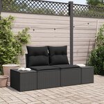 vidaXL Canapé de jardin 2 places avec coussins Noir Rotin Synthétique