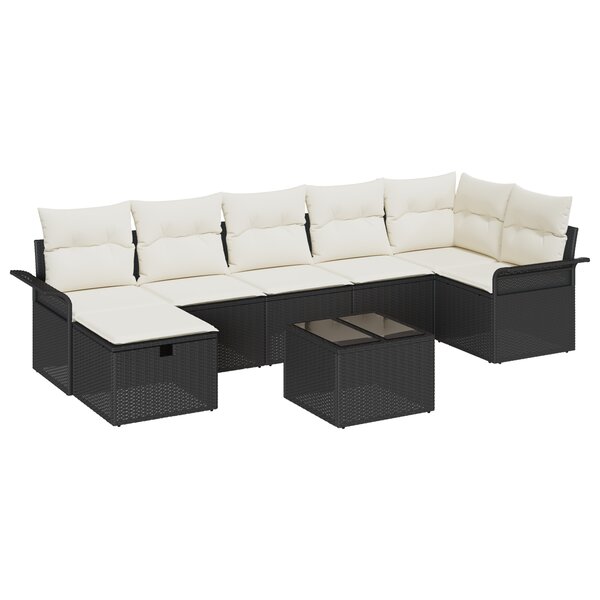 vidaXL Ensemble de Canapé de Jardin 8 Pièces avec Coussins en Rattan Poly Noir