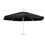 vidaXL Tissu de remplacement pour parasol d'extérieur Noir 600 cm