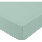 2 draps housse en jersey - Blanc / Vert de Gris - 70 x 140 x 17 cm