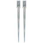 vidaXL Piquets au sol 2 Pièces Argenté 7x7x90 cm Acier galvanisé
