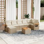 vidaXL Salon de jardin avec coussins 8 Pièces beige résine tressée