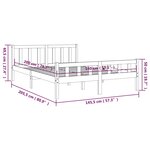 vidaXL Cadre de lit Gris Bois massif 140x200 cm