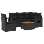 vidaXL Salon de jardin 6 Pièces avec coussins noir résine tressée