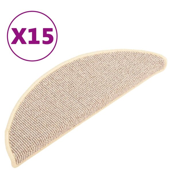 vidaXL Tapis de marches d'escalier 15 Pièces Blanc et marron 65x21x4 cm