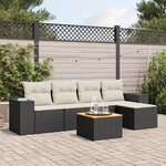 vidaXL Salon de jardin 6 Pièces avec coussins noir résine tressée