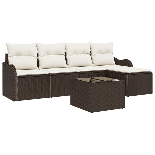 Ensemble de Canapé de Jardin de 5 Pièces avec Coussins Gris Poly Rotin