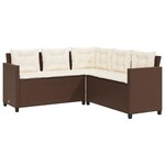 vidaXL Canapé de jardin avec table et coussins en forme de L marron