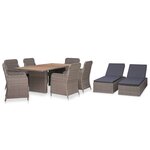 vidaXL Ensemble à manger d'extérieur 9 Pièces Résine tressée Marron