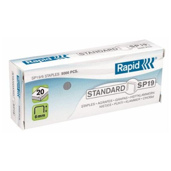 Boîtes de 5000 Agrafes Standard SP19/6 mm Galva RAPID