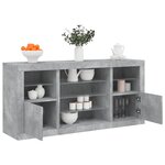 vidaXL Buffet avec lumières LED gris béton 142 5x37x67 cm