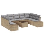 vidaXL Ensemble de canapés de jardin 10 pièces avec coussins noir en poly rotin