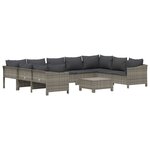 Salon de jardin meuble d'extérieur ensemble de mobilier 10 pièces avec coussins gris résine tressée 02_0015067