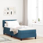 Lit box spring vidaXL avec matelas bleu foncé 80x200 cm en velours