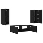 vidaXL Meuble TV muraux 3 Pièces avec lumières LED noir