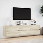 vidaXL Meuble TV mural avec LED chêne sonoma 180x31x45 cm