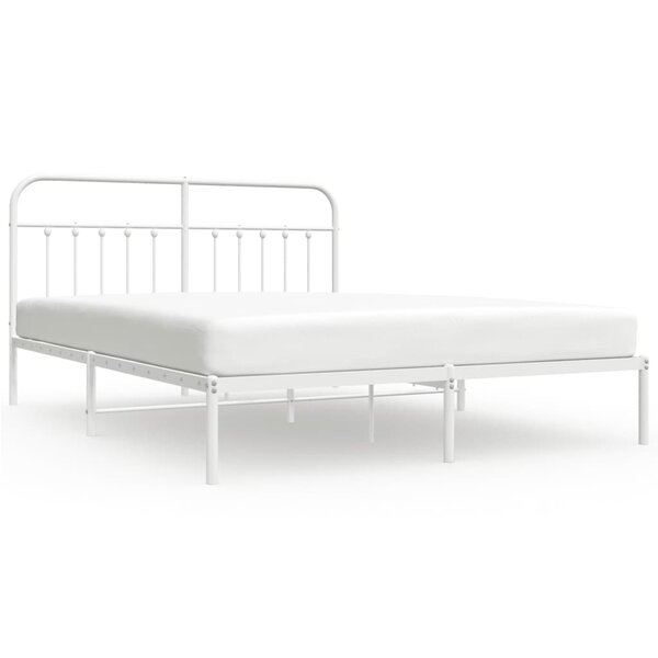 vidaXL Cadre de lit métal sans matelas et tête de lit blanc 160x200 cm