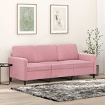 vidaXL Canapé à 3 places Rose 180 cm Velours