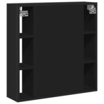 vidaXL Armoire de salle de bain à miroir noir bois d'ingénierie