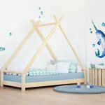Lit Tipi enfant bois massif gris 90 x 200 cm
